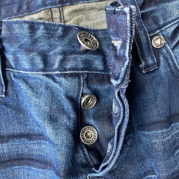 Guess Falcon Slim Boot Jeans Mens 31x30 Dark Wash Low Rise Stretch Blue - Picture 5 of 9